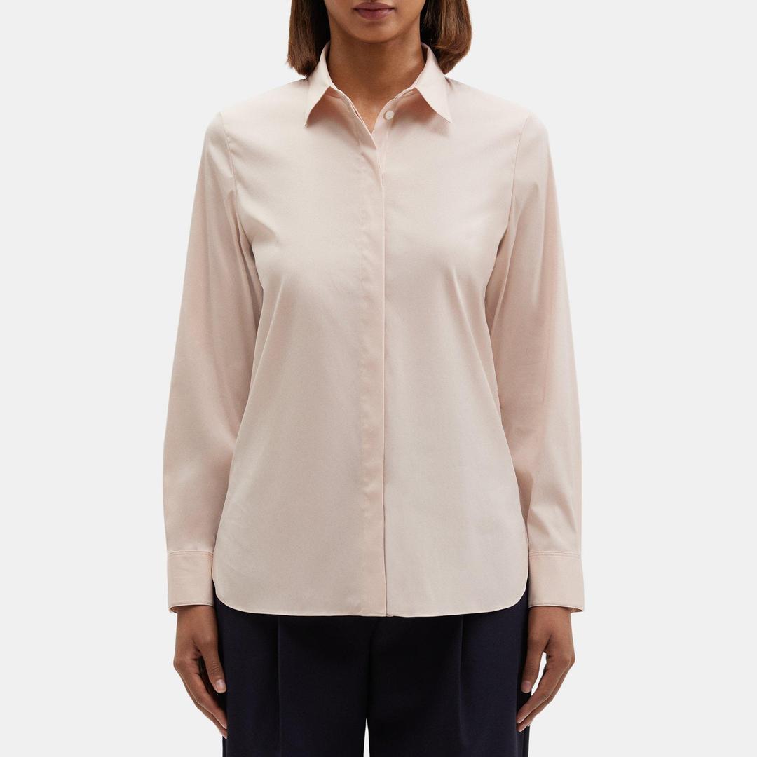 Stretch Cotton Classic Straight Shirt | Theory Outlet