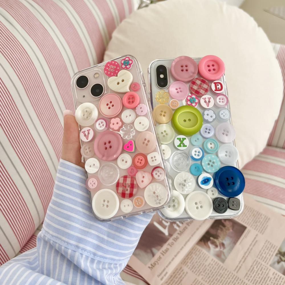 {로맨틱 맨션} cute button case 큐트 버튼 단추 케이스 젤하드 아이폰 갤럭시 케이스 제작 케이스