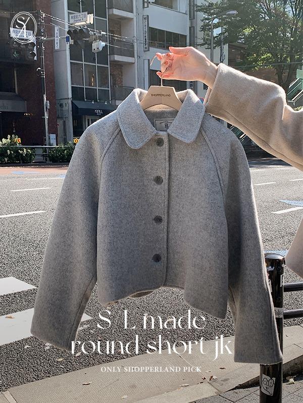 [landmade/wool 90]플랫 울 숏코트 (3color)