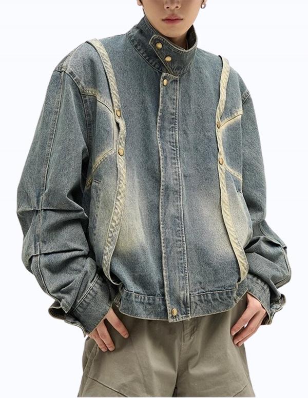 레트로 업카라 라이더 데님 자켓