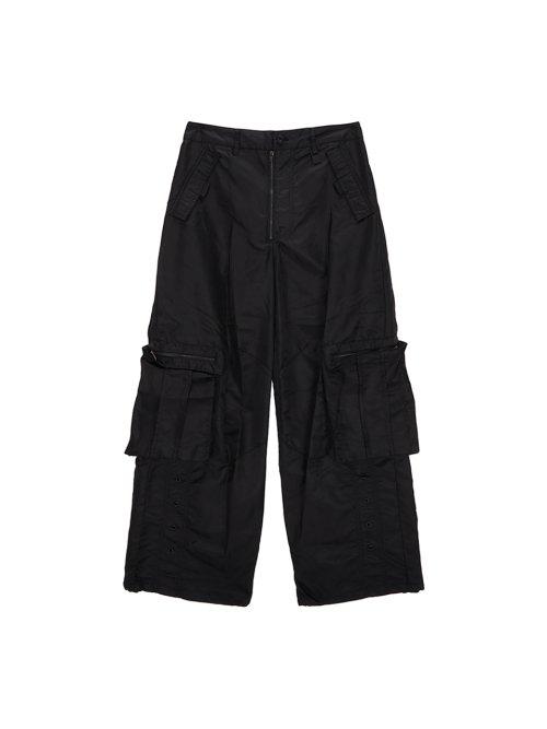 NYLON CARGO WORK PANTS IN BLACK