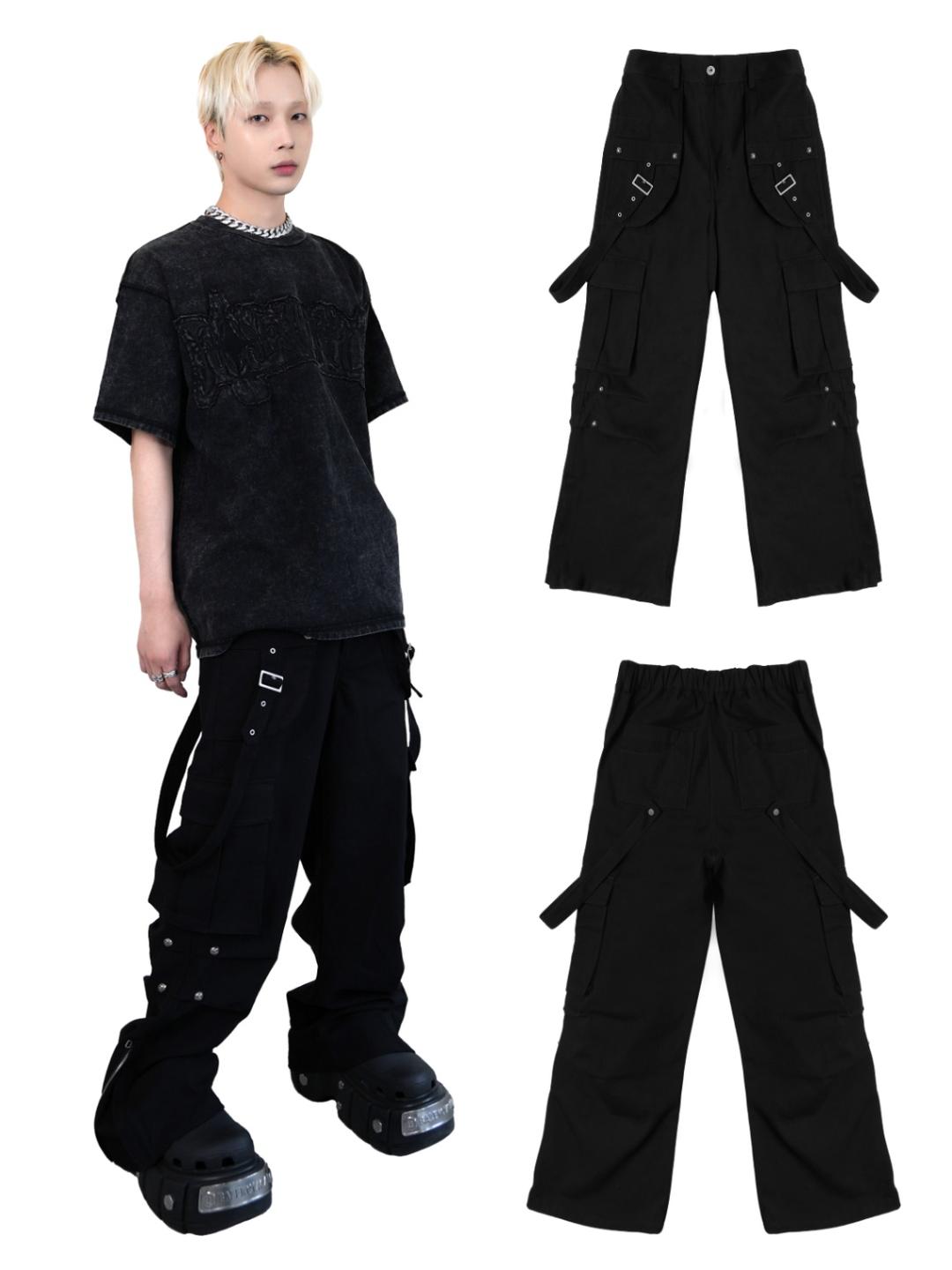 7/21 19:00発売【Rosen Kreuz】side zip belt flare pants