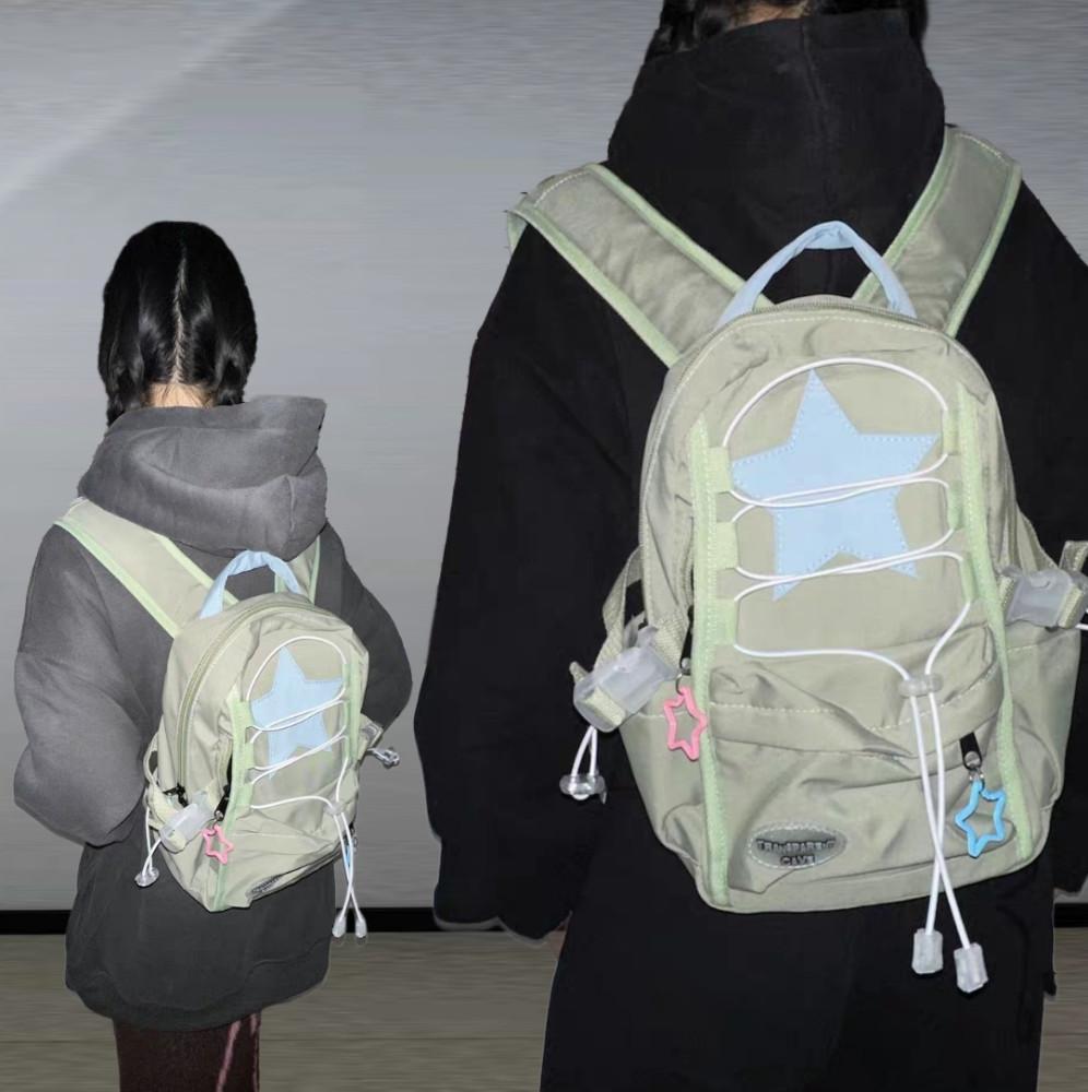 TRANSPARENT CAVE 스타 패치 Y2K 백팩 가방