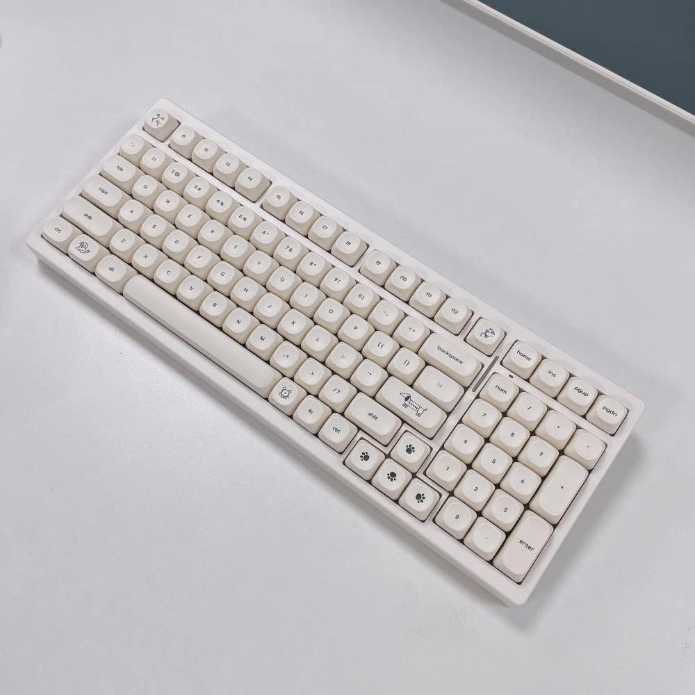 강아지 포인트 디자인 크림컬러 MOA PBT 키캡 한성 레오폴드 필코 키보드