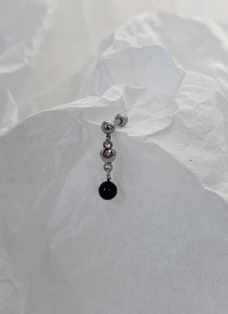하트 블랙 볼 드롭 피어싱 오김