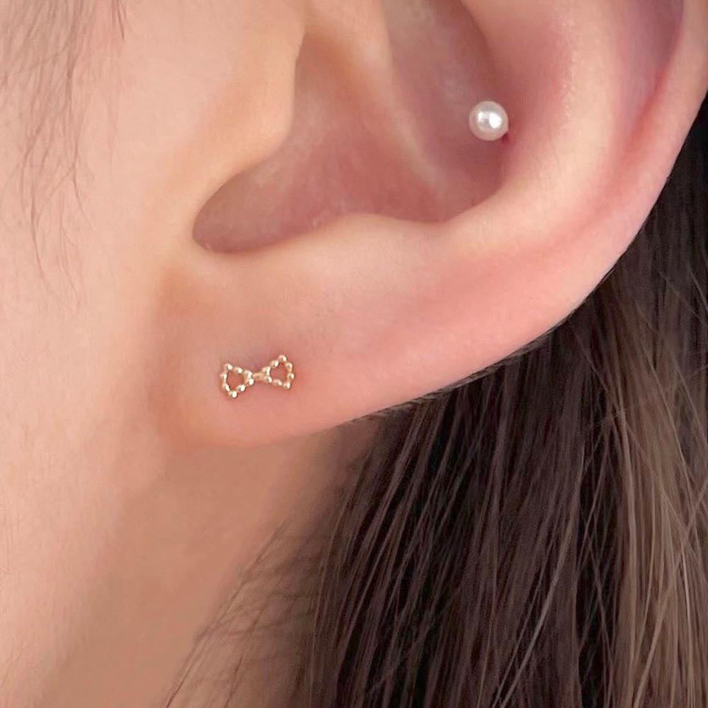14k 리본 도트 미니 귀걸이 피어싱 2 type