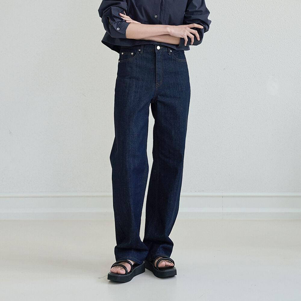 Loose straight denim (raw blue)
