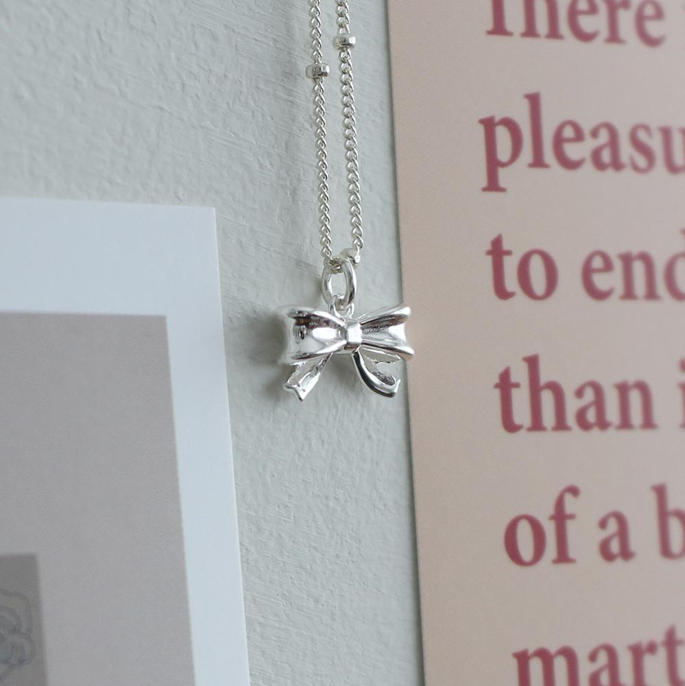 무배/실버925 리본 볼 체인 은목걸이 2color