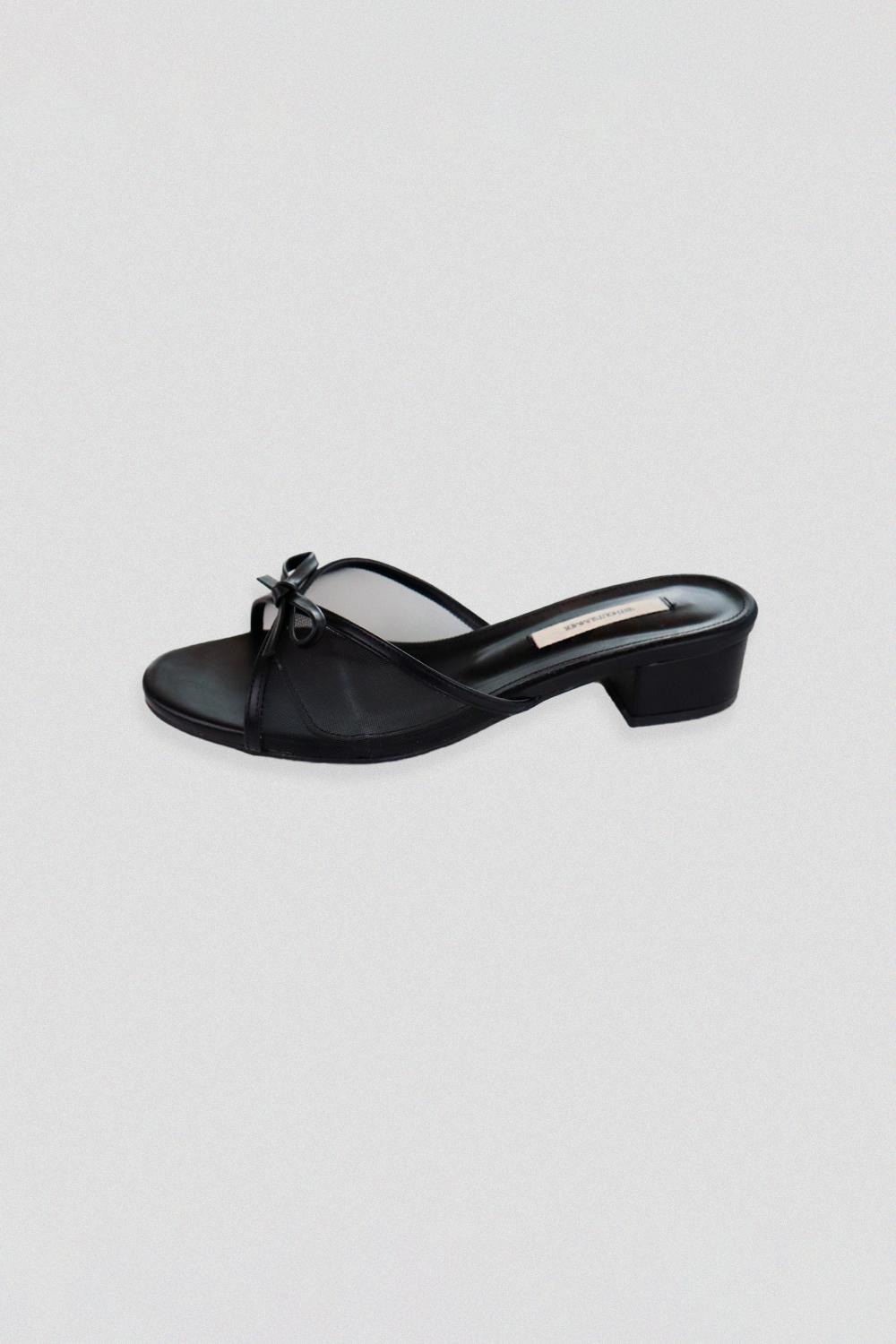Ribbon mesh mule_black