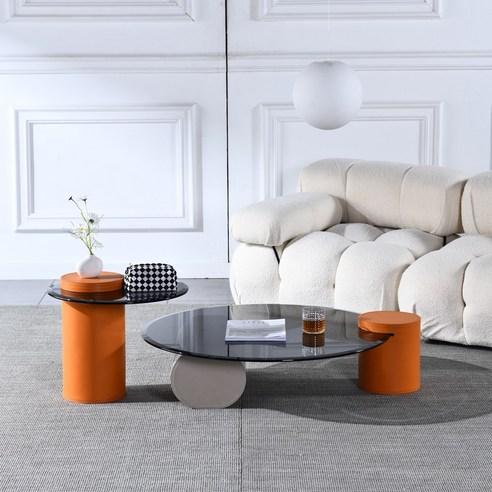 아우스 XM03 웨이브 커피테이블 거실테이블 쇼파테이블 티테이블 거실 사이드협탁 가죽 인테리어 강화유리 테이블 세트 - 좌탁/티테이블 | 쿠팡