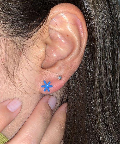 Rainbow doodle piercing (Blue)
