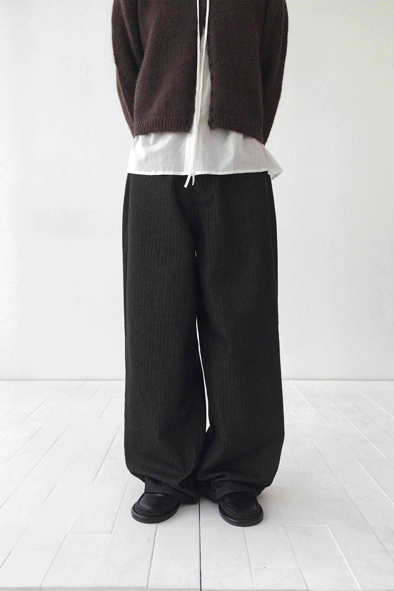 미디오 헤링본 논페이드 와이드팬츠