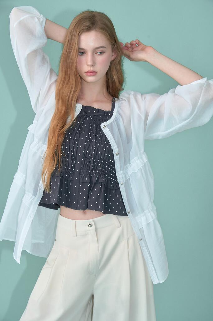 [O'2nd] 시어 셔링 러플 셔츠