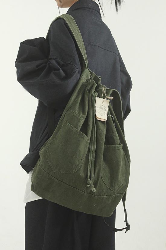 washed cotton bucket back pack