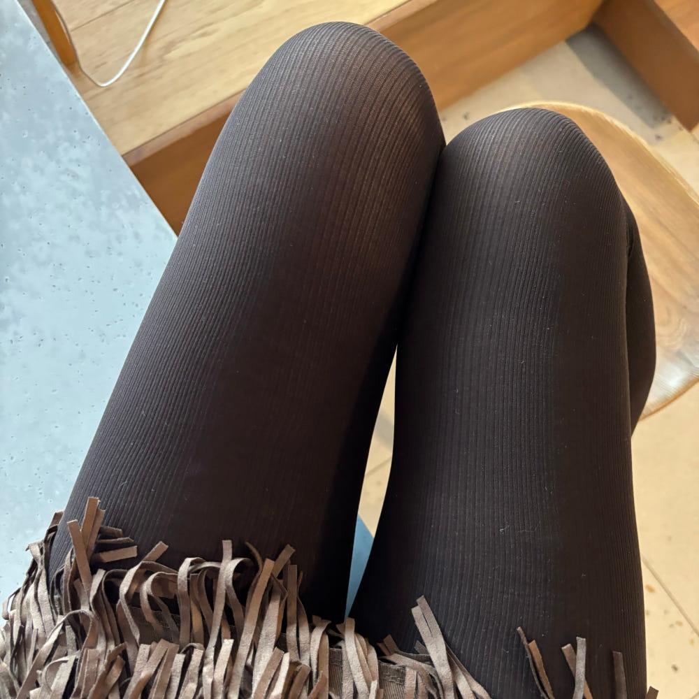 [브라운 스타킹] 다리에 착 감기는 60데니아 쫀쫀 골지 갈색 스타킹 스트라이프스타킹