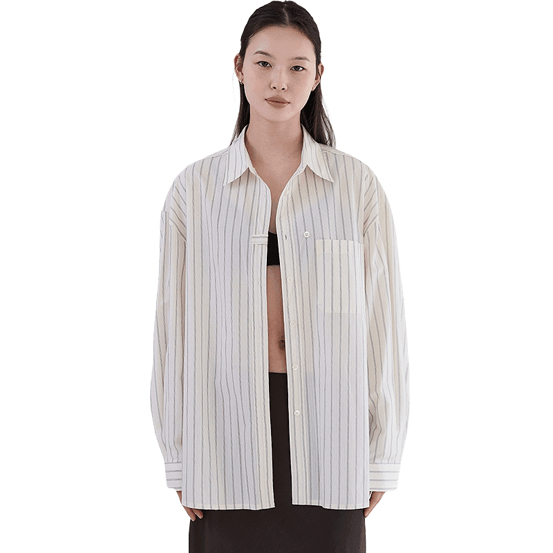 [RECSTUDIO] BUTTON STRIPE SHIRTS - CREAM