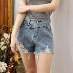 버튼데님핫팬츠 하이웨스트반바지 청반바지 빈티지핫팬츠 구제핫팬츠 여름반바지 여름핫팬츠 (3size)