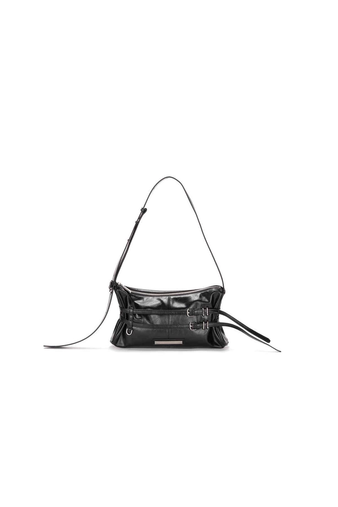 DOUBLE BELTED STRAP MINI BAG IN BLACK