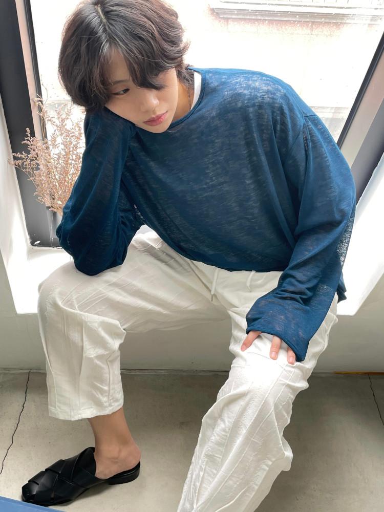 유니섹스 컬러 시스루 긴팔티셔츠(3color)