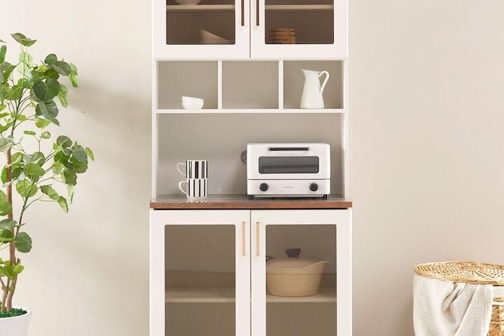 로아 800 유리도어 수납장+상부장 세트 2colors