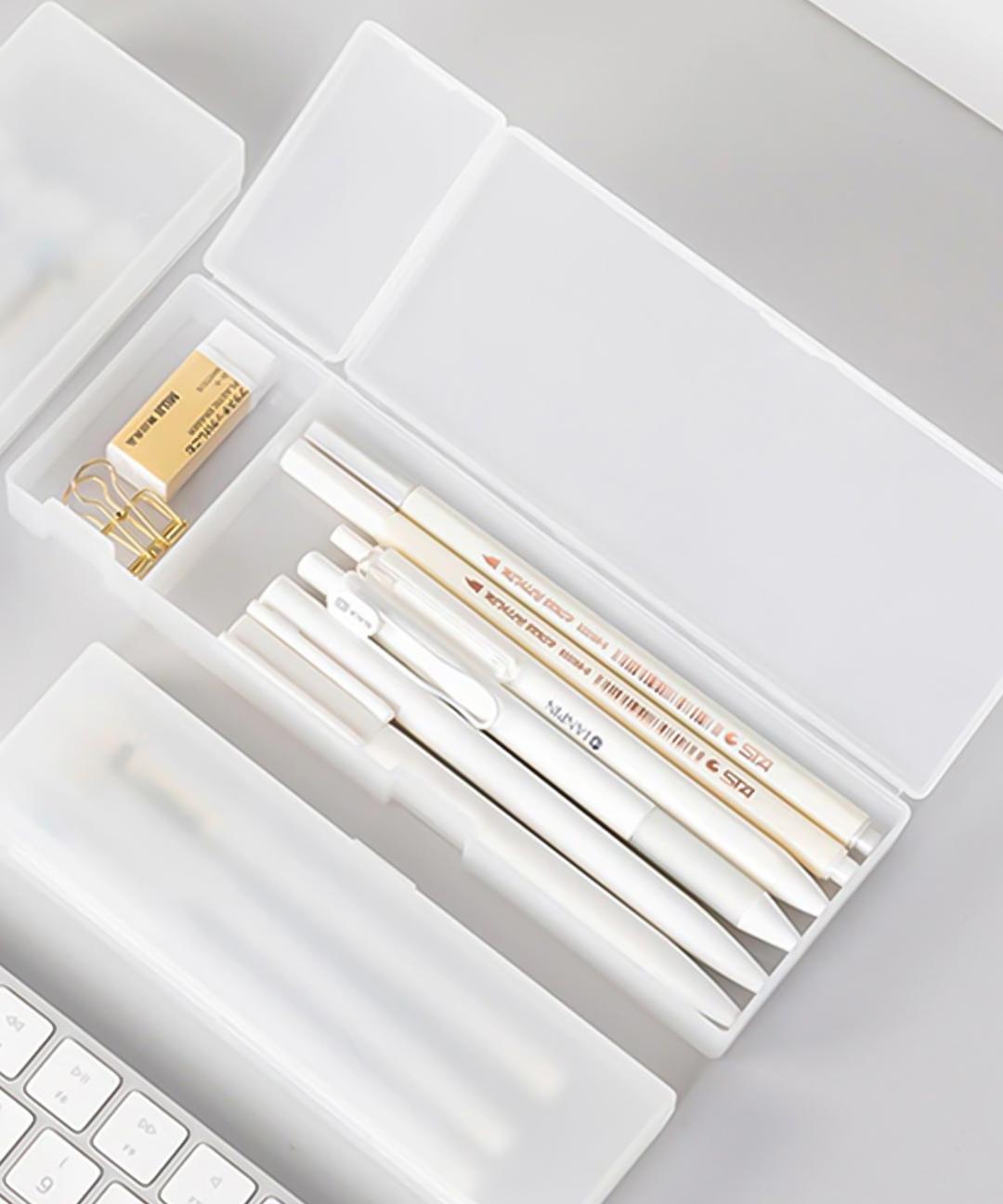 (인기상품) 필통꾸미기 / 반투명 무지 플라스틱 필통 미니멀 심플 다용도 케이스