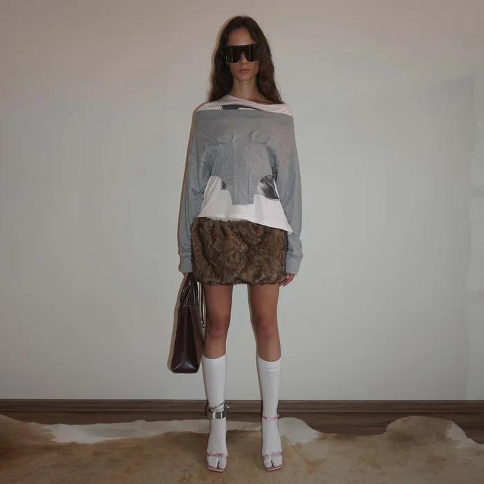 Corset Sweatshirt Melange Gray