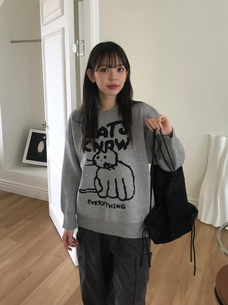 Anything cat loose fit knit 애니띵 캣 루즈핏 니트
