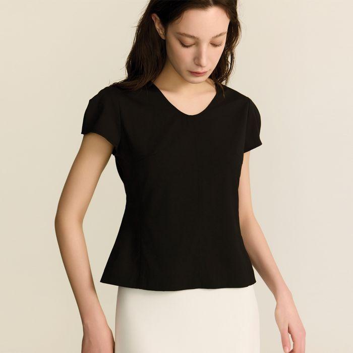 (2차 리오더) v-neck wing blouse_bk