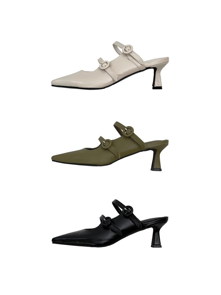 Double buckle mule heel