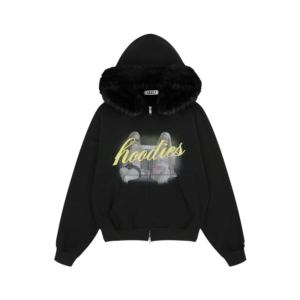 TWIN FUR ZIP HOODIE [BLACK]