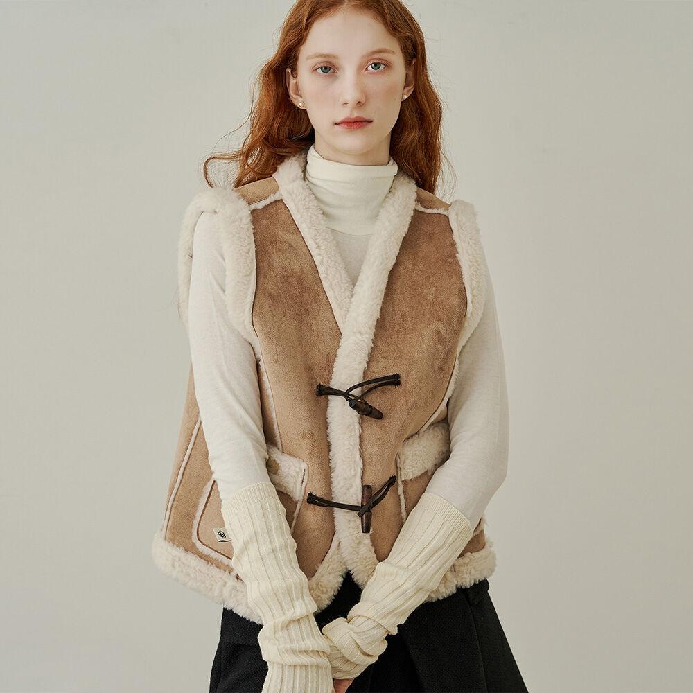 Trill mustang v neck vest - beige