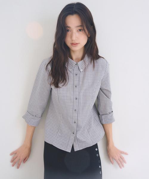 Dear Button Check Shirt, Sky Blue