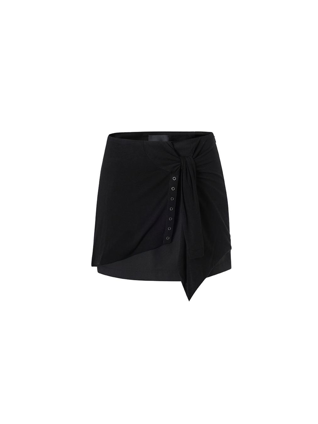 Cardigan layered skirt (Black)