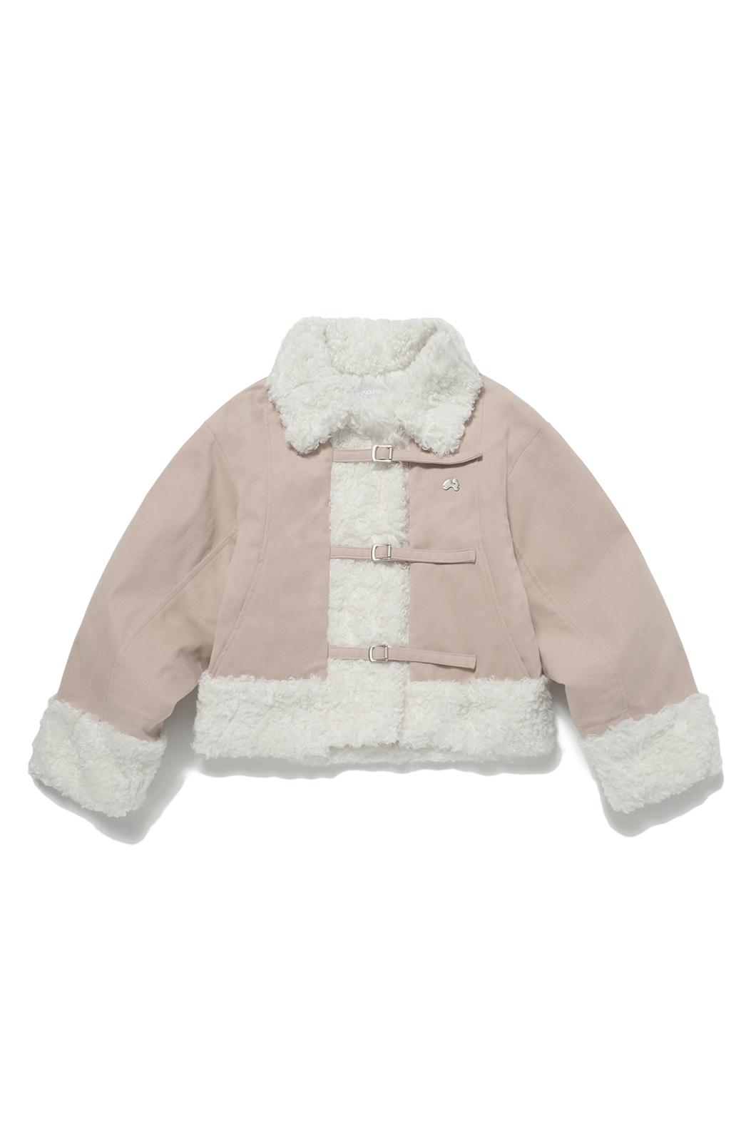 Shearing fur jacket (Ash pink)