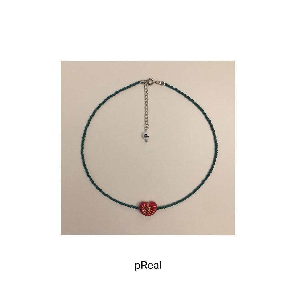 레드 / 그린 암모나이트 비즈 목걸이_Red / Green Ammonite Beads Necklace