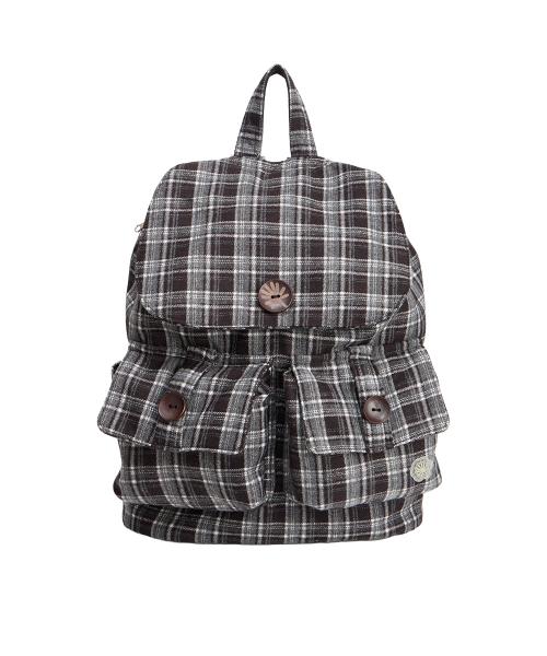 DD plaid check rucksack (BLACK)