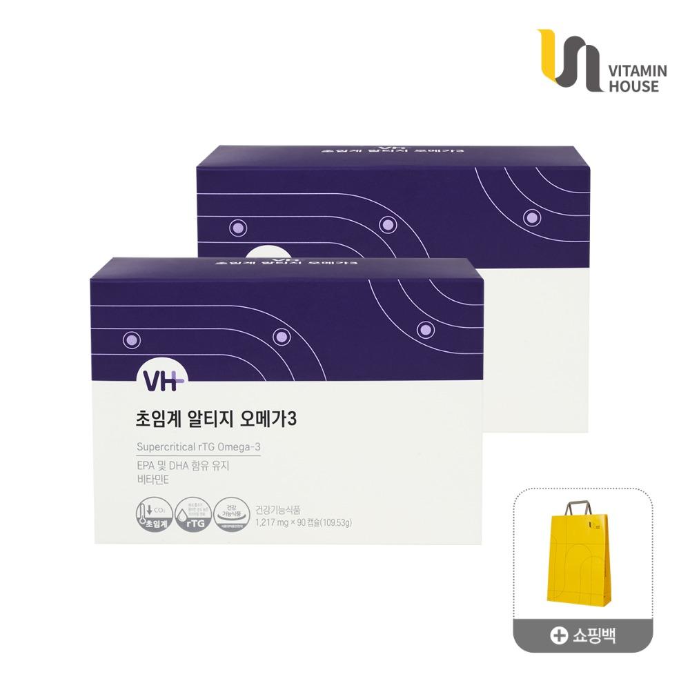 비타민하우스 초임계 알티지 rTG 오메가3 90캡슐 2박스 (6개월분) (+쇼핑백 증정)
