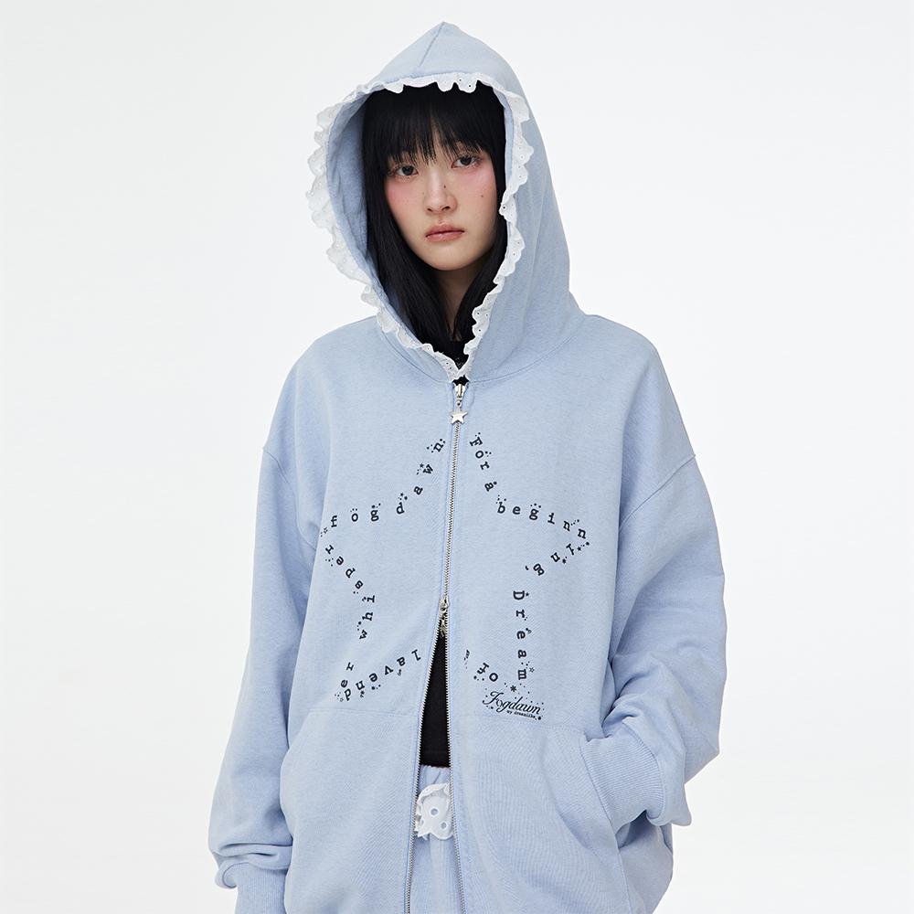 Lullaby Lace Hoodie Zip-up (blue)