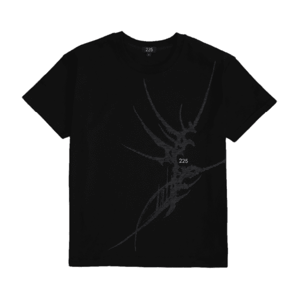 [1st Restock] 225 halftone line crop T-shirt (black)