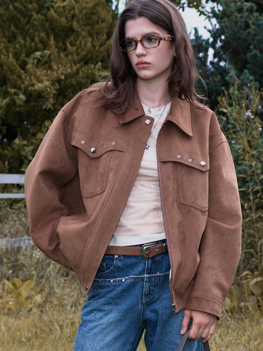 Western Suede Jacket in Camel VL5AM066-92