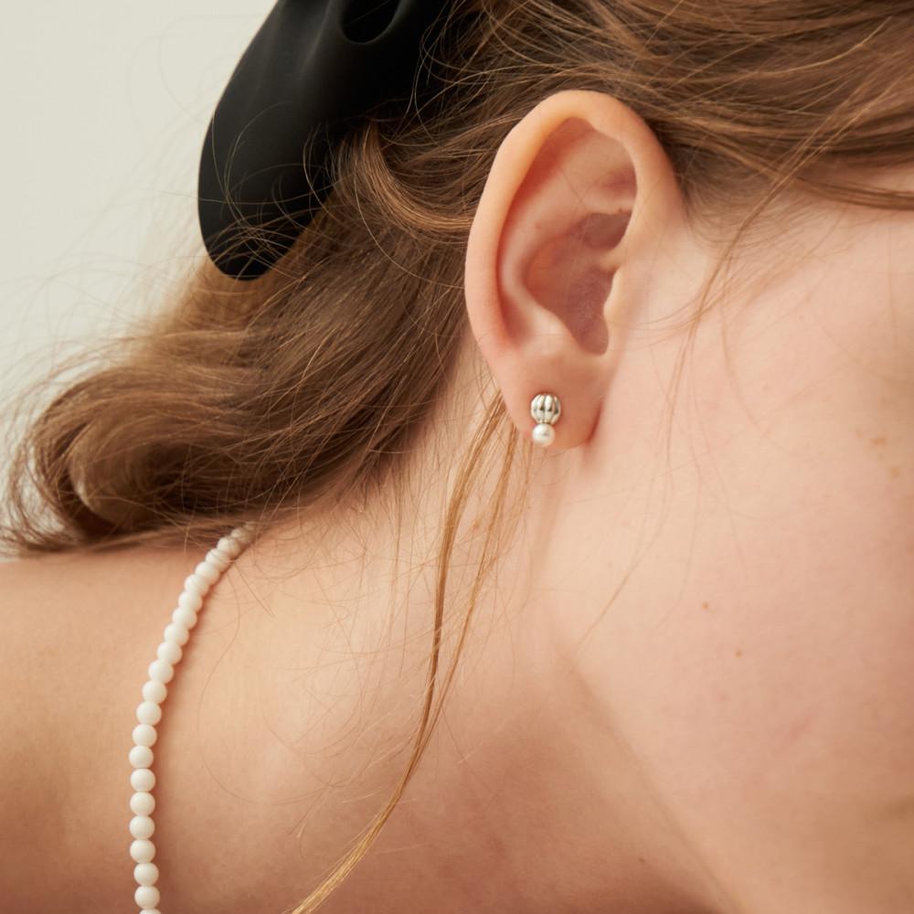 [s925post] 롤링 쉘 이어링 / 스왈진주