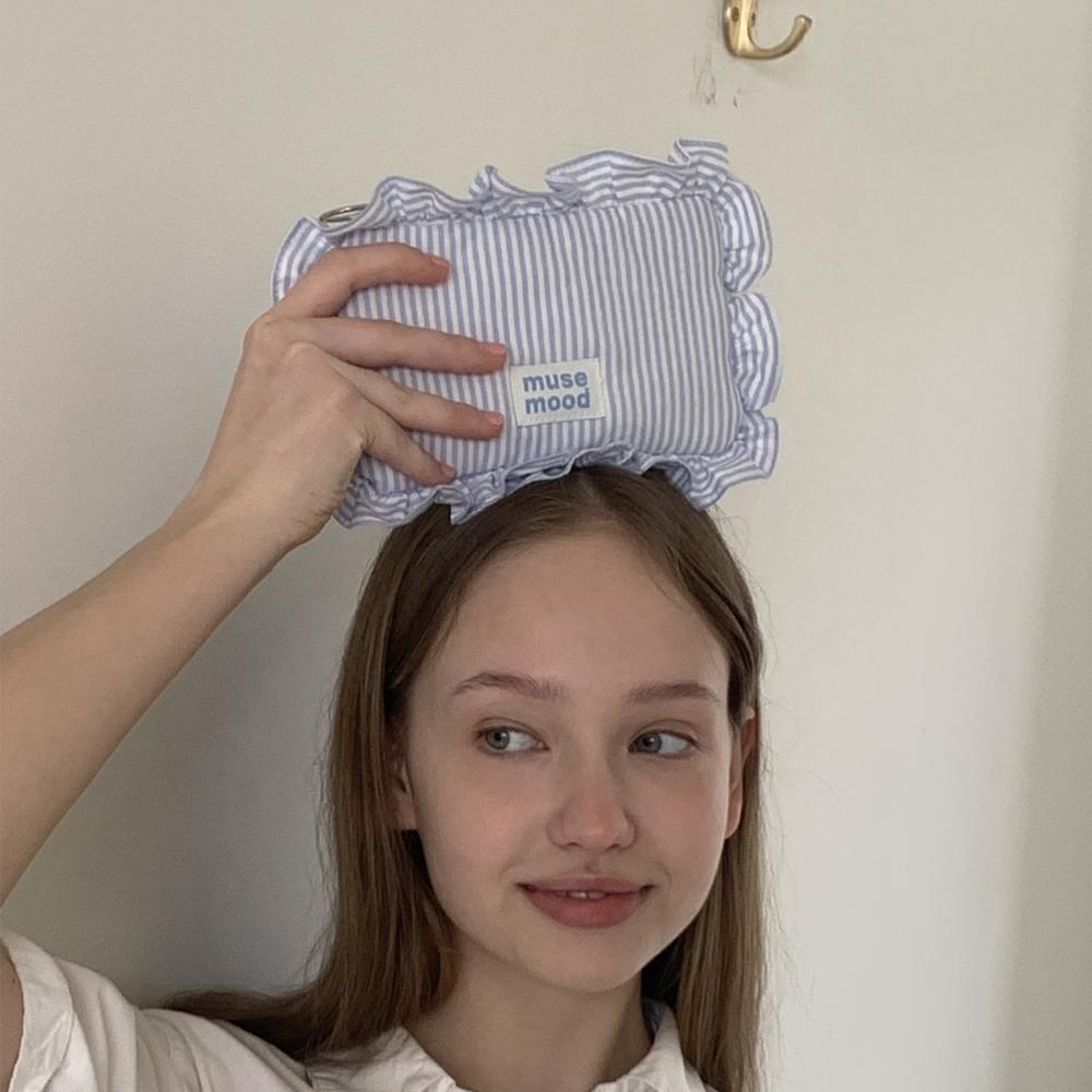 [4차] blue stripe cushion pouch (파우치)