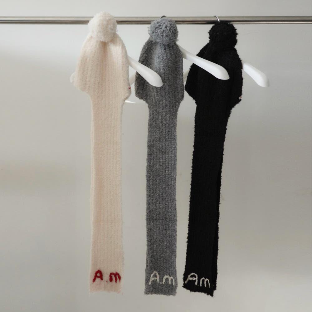 amiment 아미먼트 방울 스카프 햇 니트 목도리 귀돌이 비니 모자 겨울 코디 3col