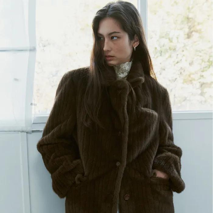 [지나정 PICK] Fur Blazer Brown_F254JK05