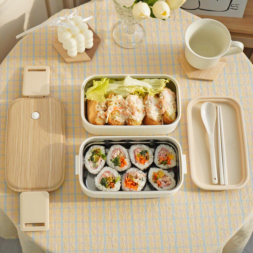 니드코 우드 스텐 2단 도시락통 피크닉 직장인 초등 소풍도시락