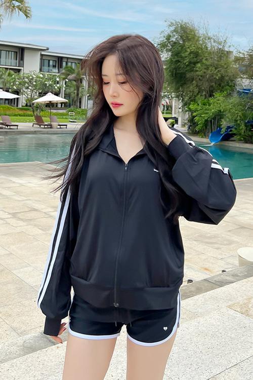 자외선차단 특대형 집업래쉬가드 benjamin black