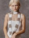 MIXED STRIPE KNIT MUFFLER - WHITE BEIGE