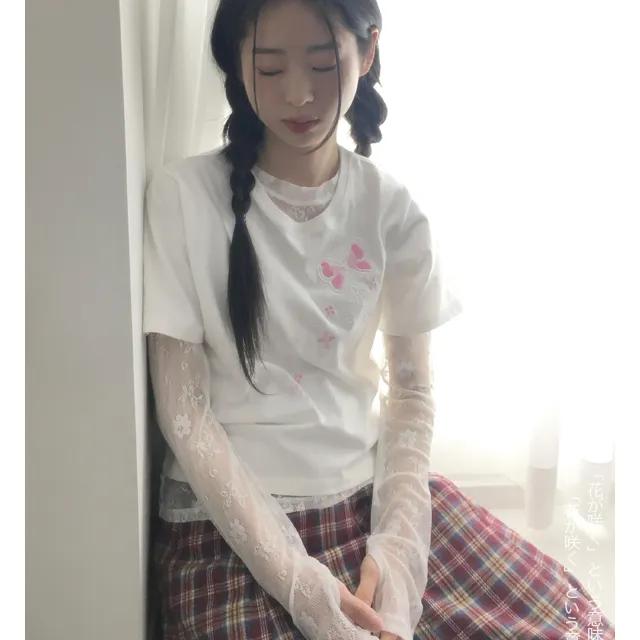 레이스 워머 긴팔 티셔츠