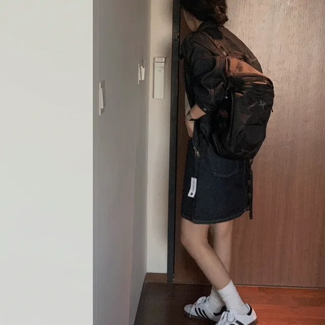 버킷 H라인 버튼 데님 스커트(인디고)