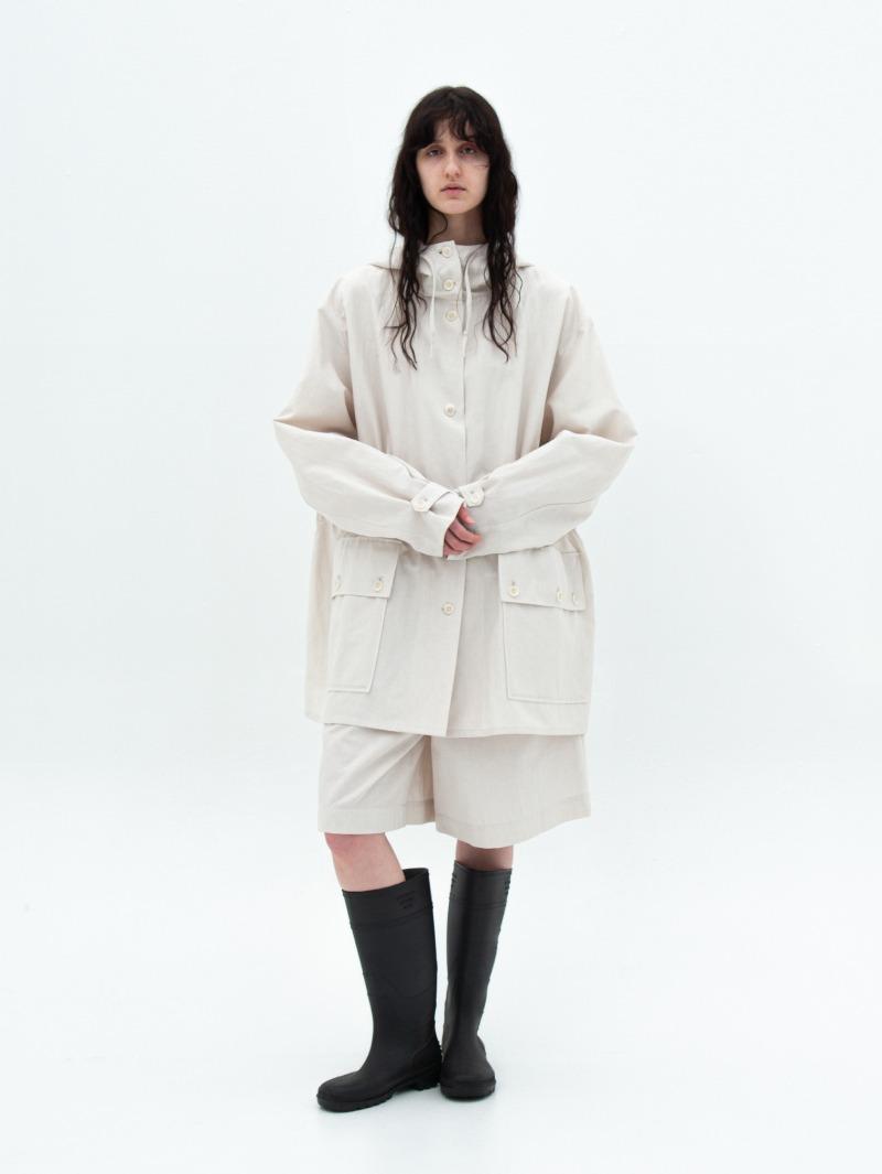 Linen hood half coat